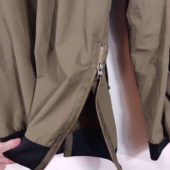 Gianni Bini Dark Khaki Jacket W/Ruffled Back & Sleeves, Size Medium, Utility - Picture 9 of 16